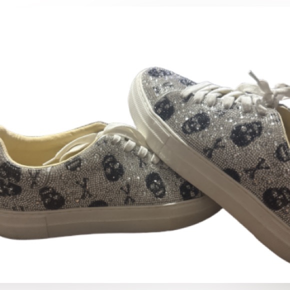 Betsey Johnson Women's Glitter Skull Sneakers - Picture 7 of 9